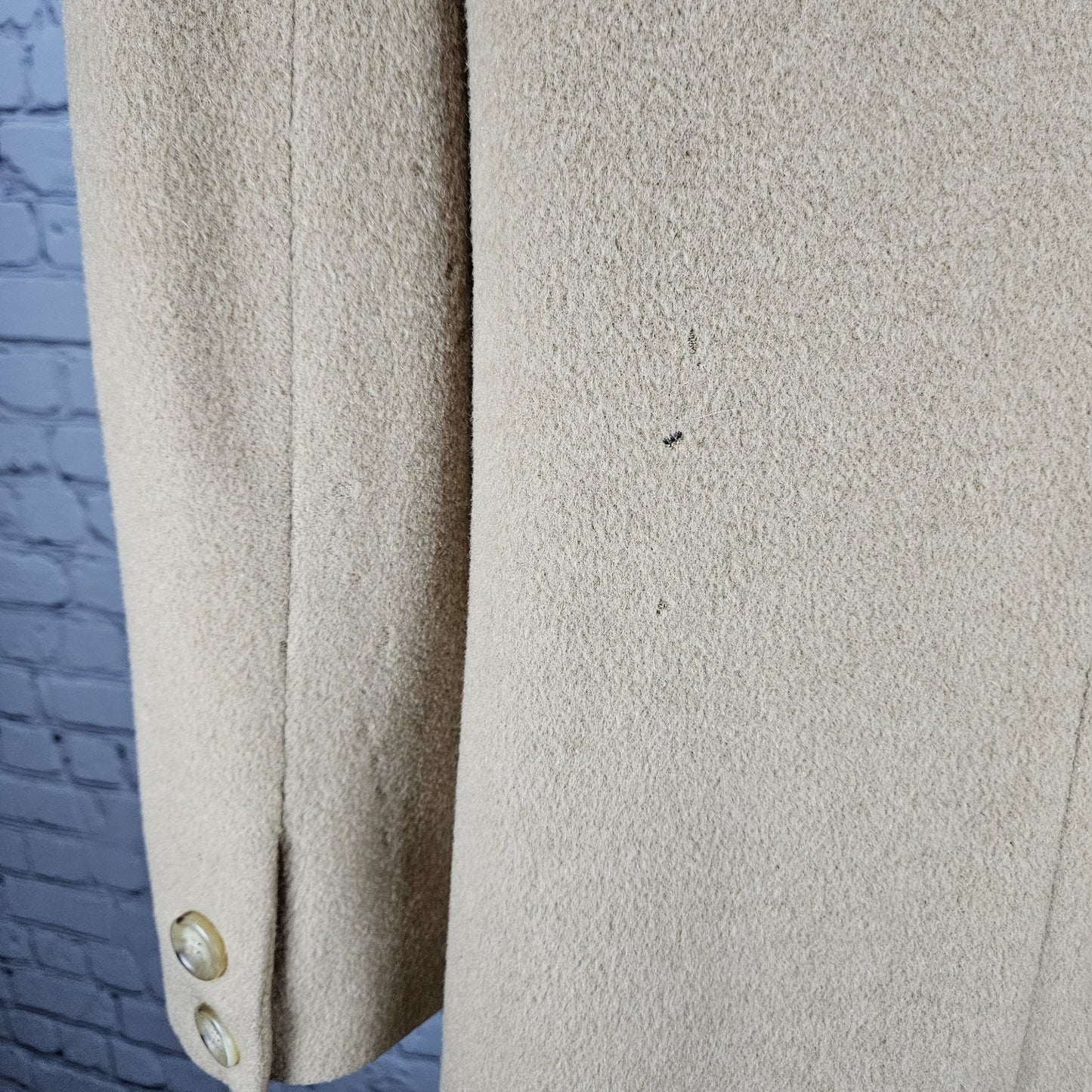 VTG Tan 100% Camelhair Buttoned Vented Long Over Coat Trench USA Medium M