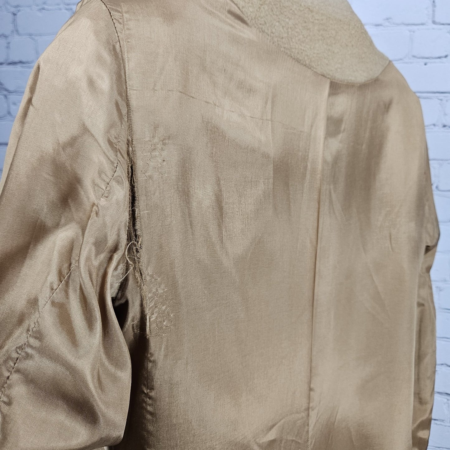 VTG Tan 100% Camelhair Buttoned Vented Long Over Coat Trench USA Medium M