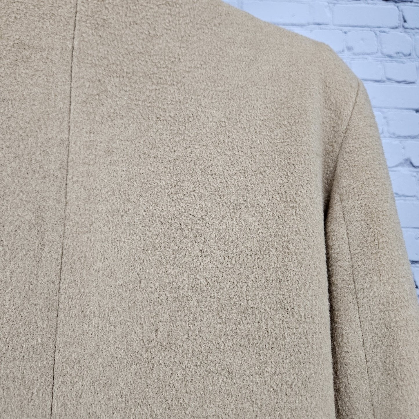 VTG Tan 100% Camelhair Buttoned Vented Long Over Coat Trench USA Medium M