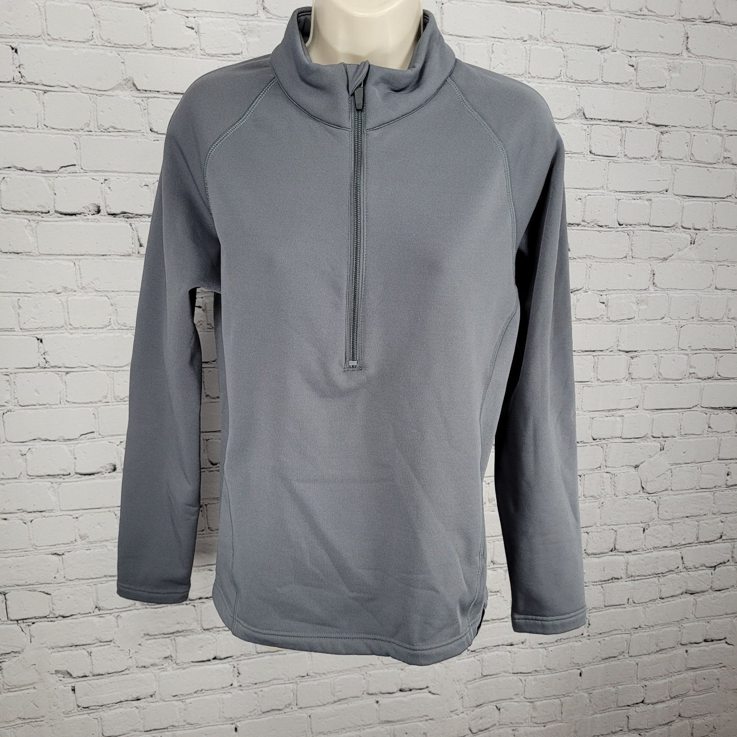 Obermeyer Grey 1/4 Zip Fleece Lined Stretch Pullover Base Layer Jacket Small S