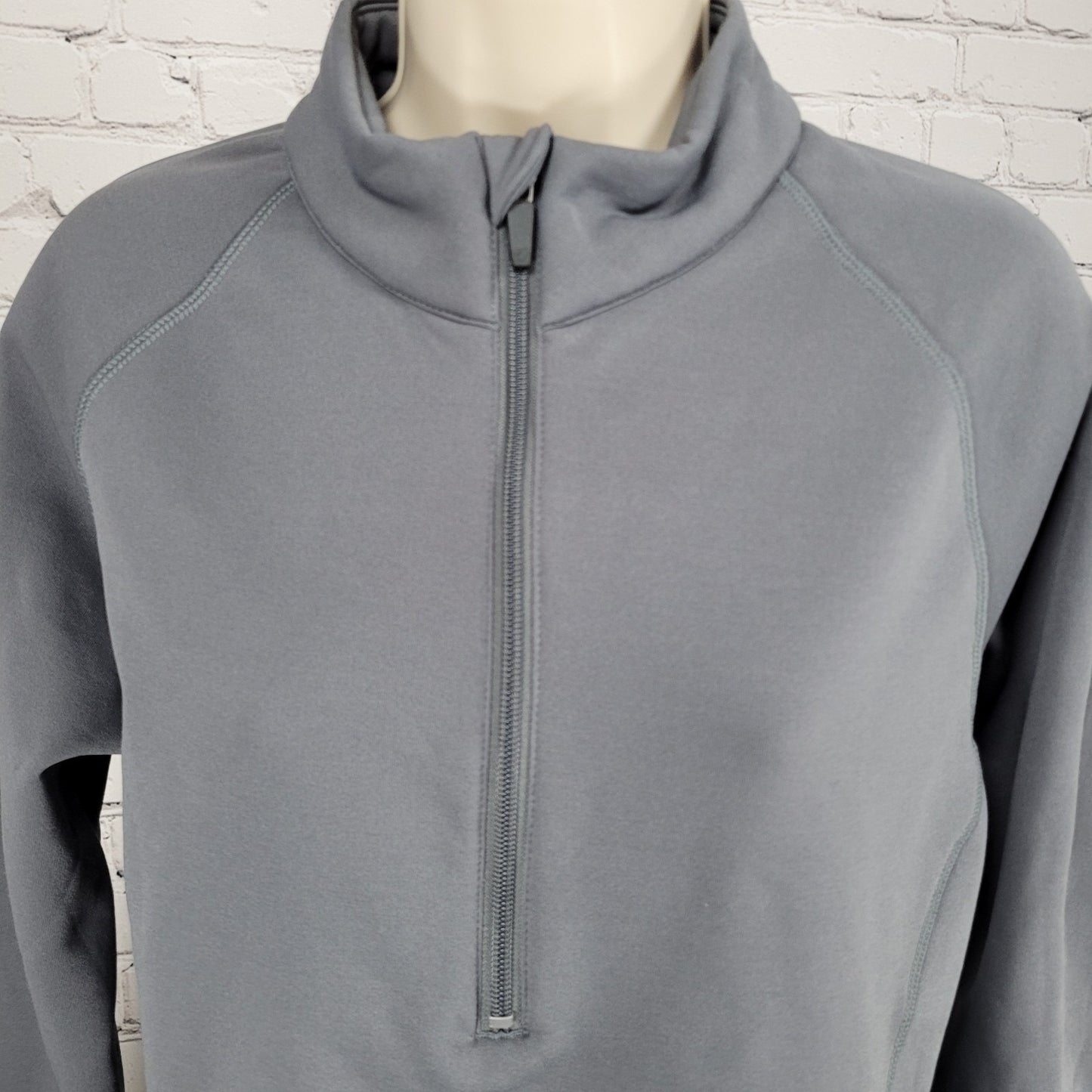 Obermeyer Grey 1/4 Zip Fleece Lined Stretch Pullover Base Layer Jacket Small S