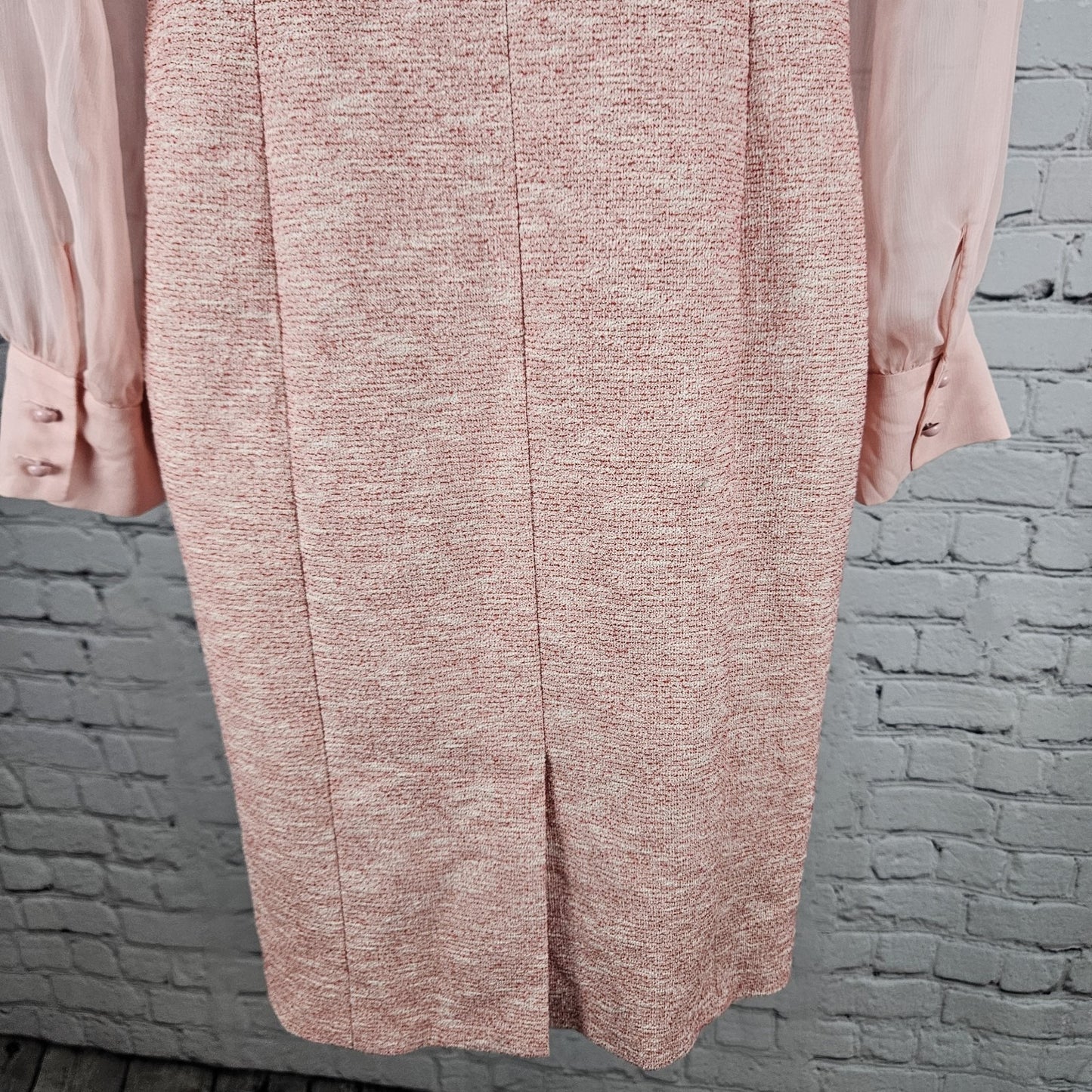 Minimum Reflex Pink Tweed Creazione Giolica Design Long Sheer Sleeve Dress Small