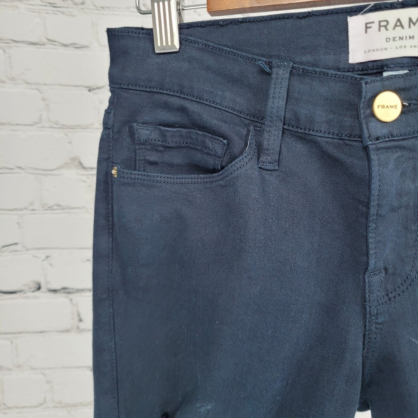 Frame Denim Dark Blue Le Skinny De Jeanne Distressed Mid Rise USA 26 (26x29)