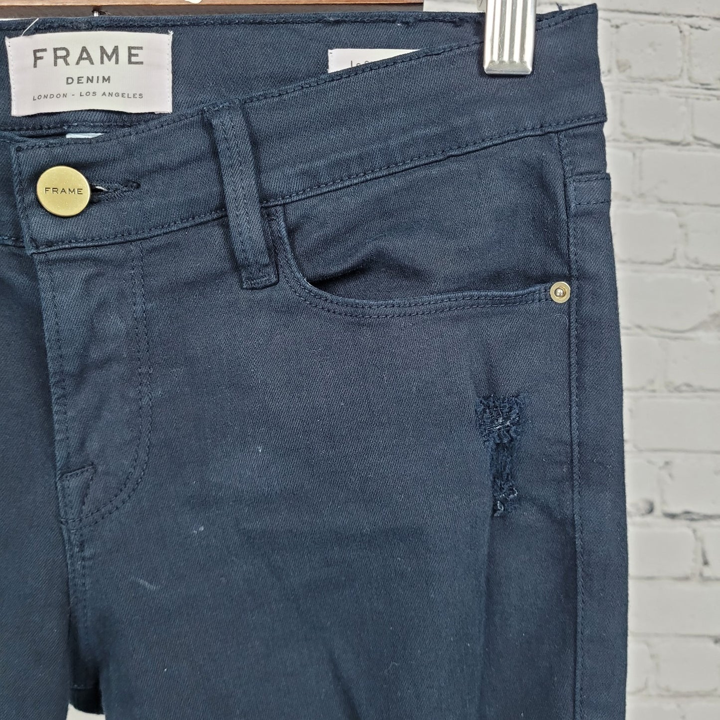 Frame Denim Dark Blue Le Skinny De Jeanne Distressed Mid Rise USA 26 (26x29)