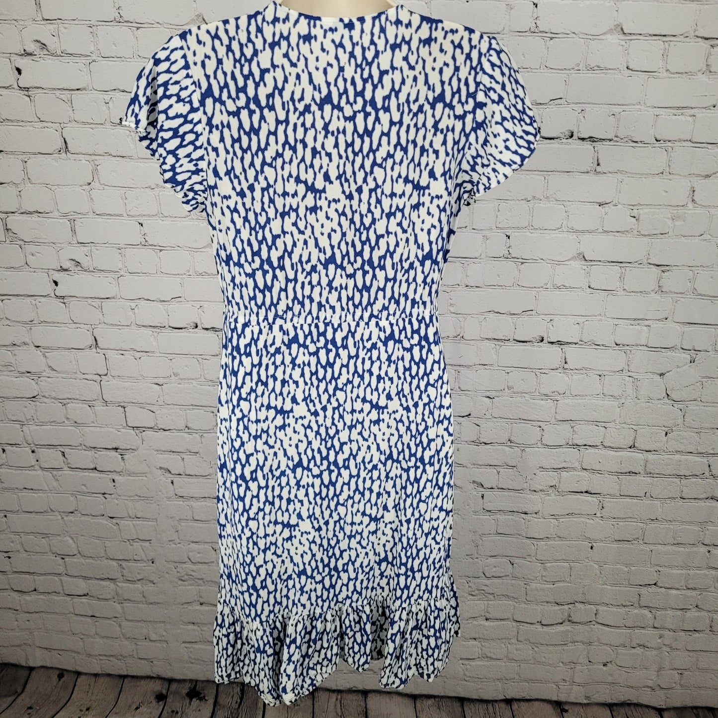Rails Kiki Blue Cobalt Static Leopard Waist Tie Short Sleeve Short Dress Small S