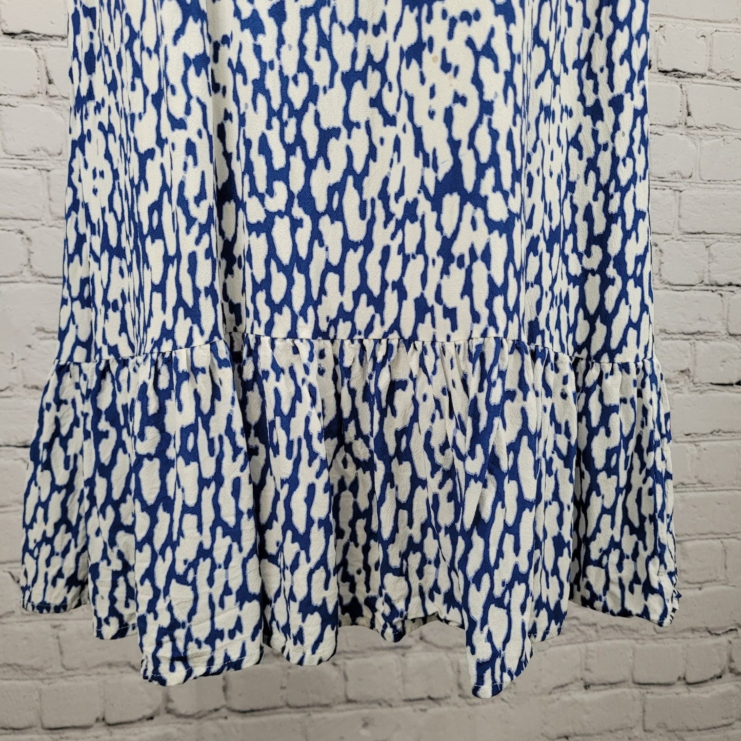 Rails Kiki Blue Cobalt Static Leopard Waist Tie Short Sleeve Short Dress Small S