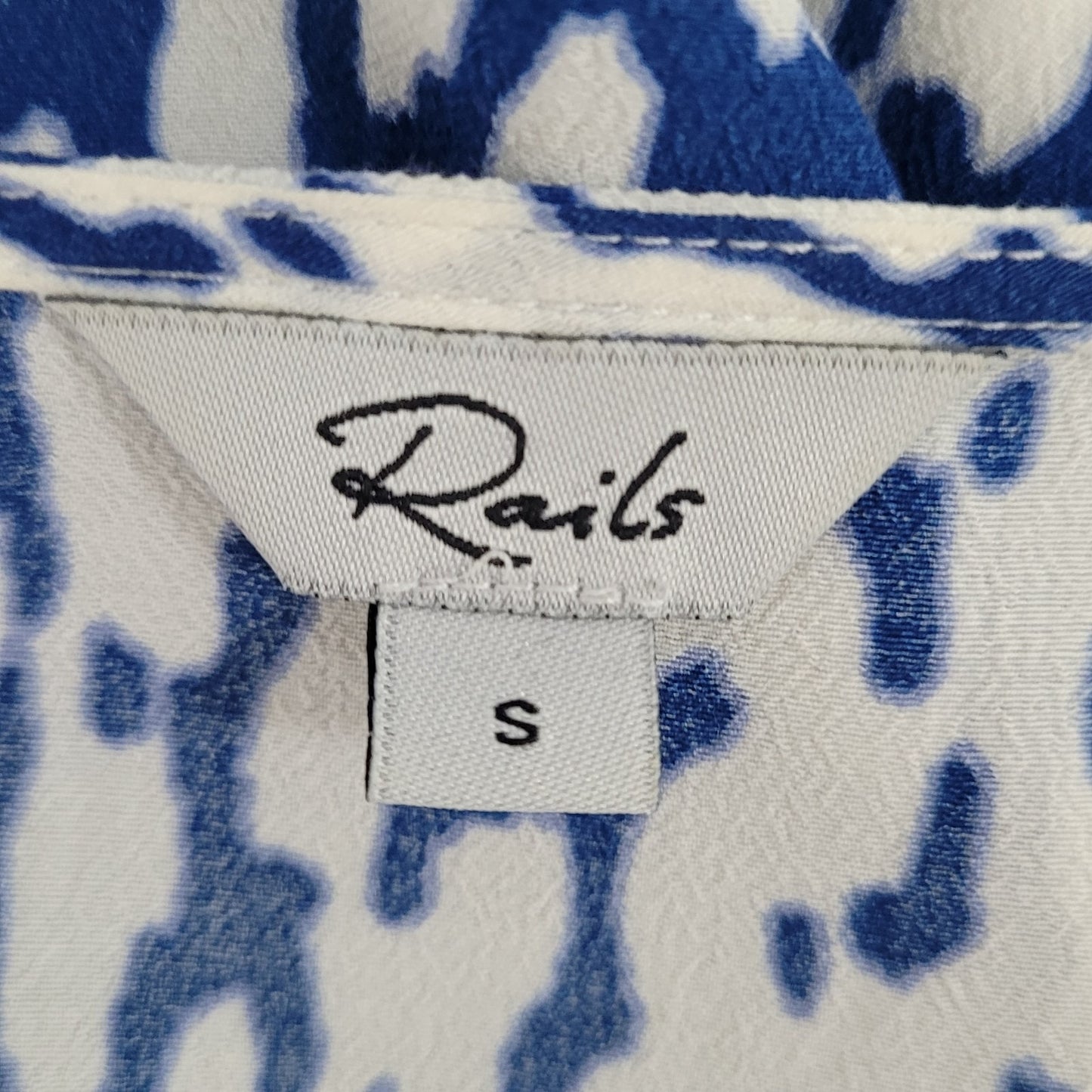 Rails Kiki Blue Cobalt Static Leopard Waist Tie Short Sleeve Short Dress Small S