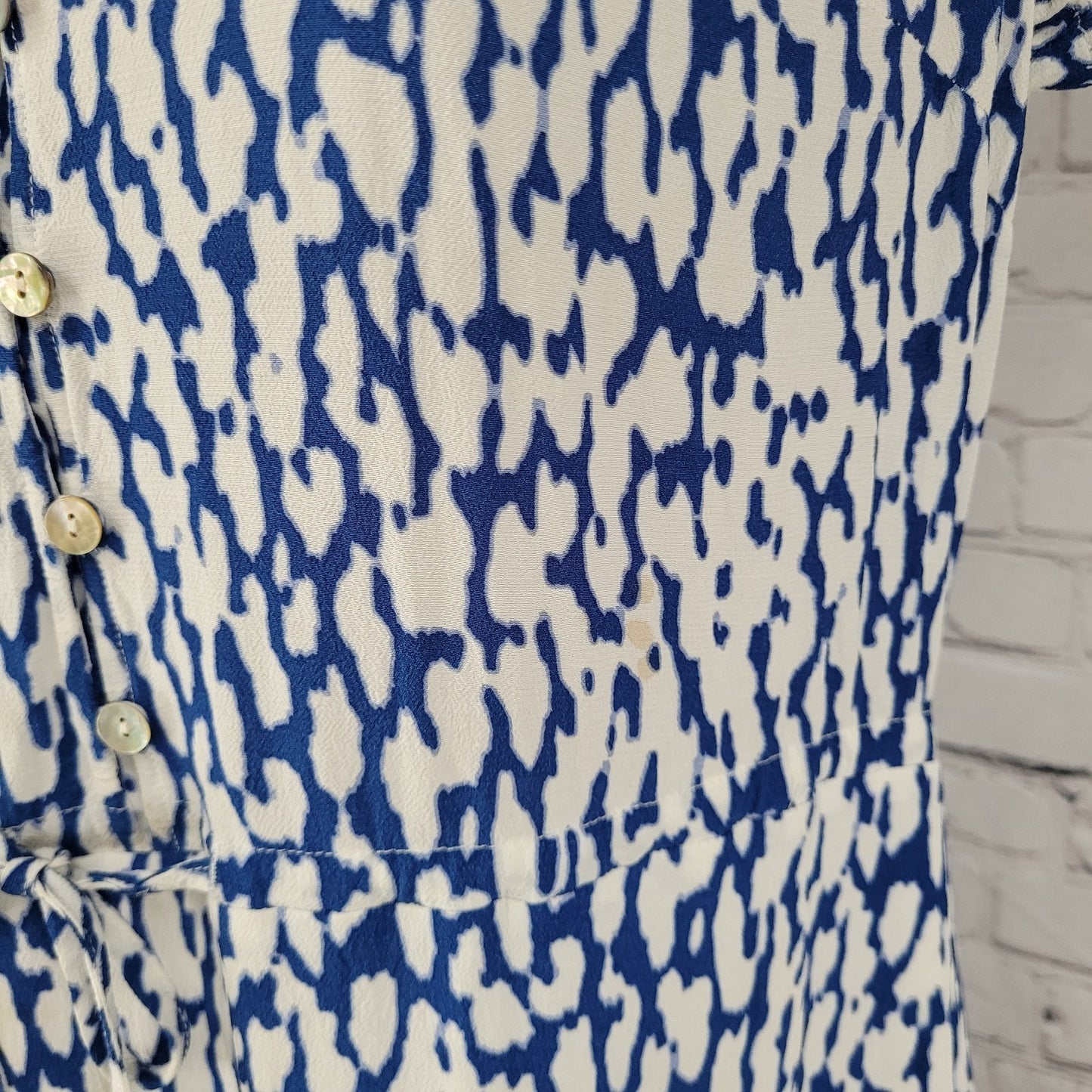 Rails Kiki Blue Cobalt Static Leopard Waist Tie Short Sleeve Short Dress Small S