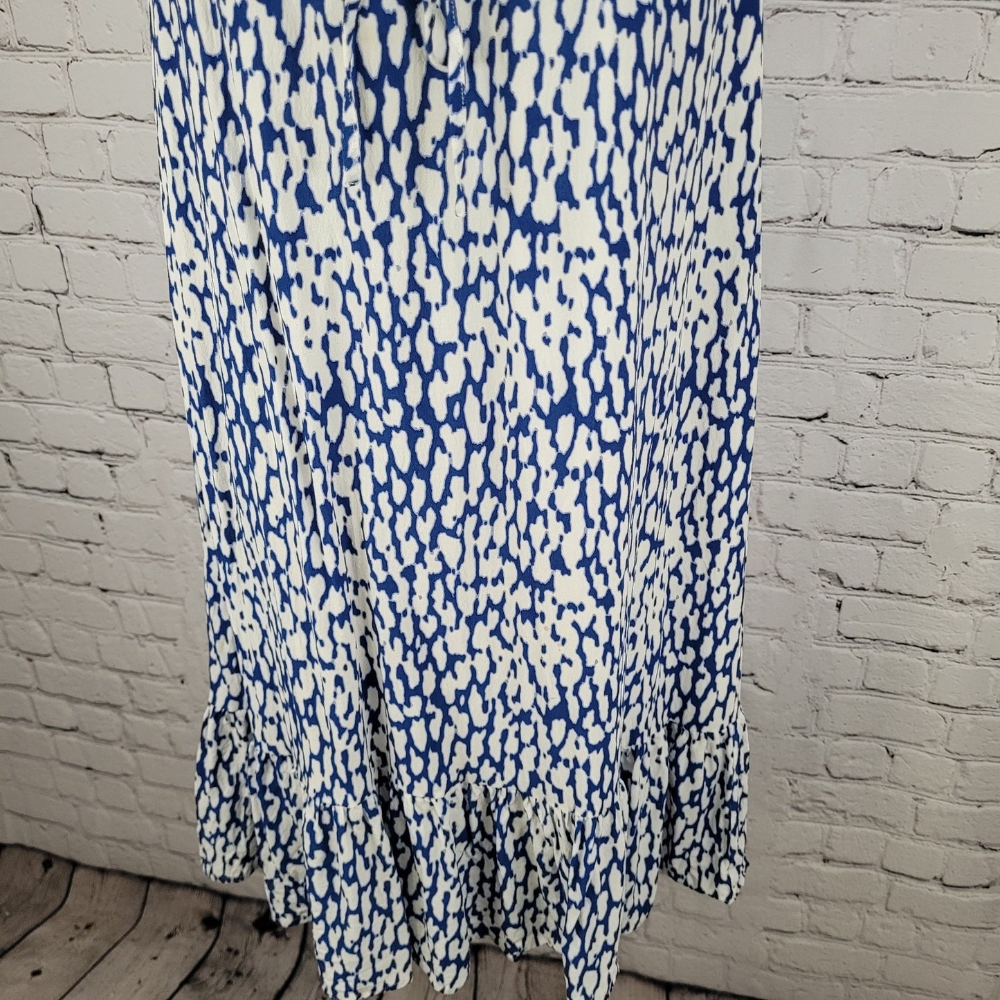 Rails Kiki Blue Cobalt Static Leopard Waist Tie Short Sleeve Short Dress Small S
