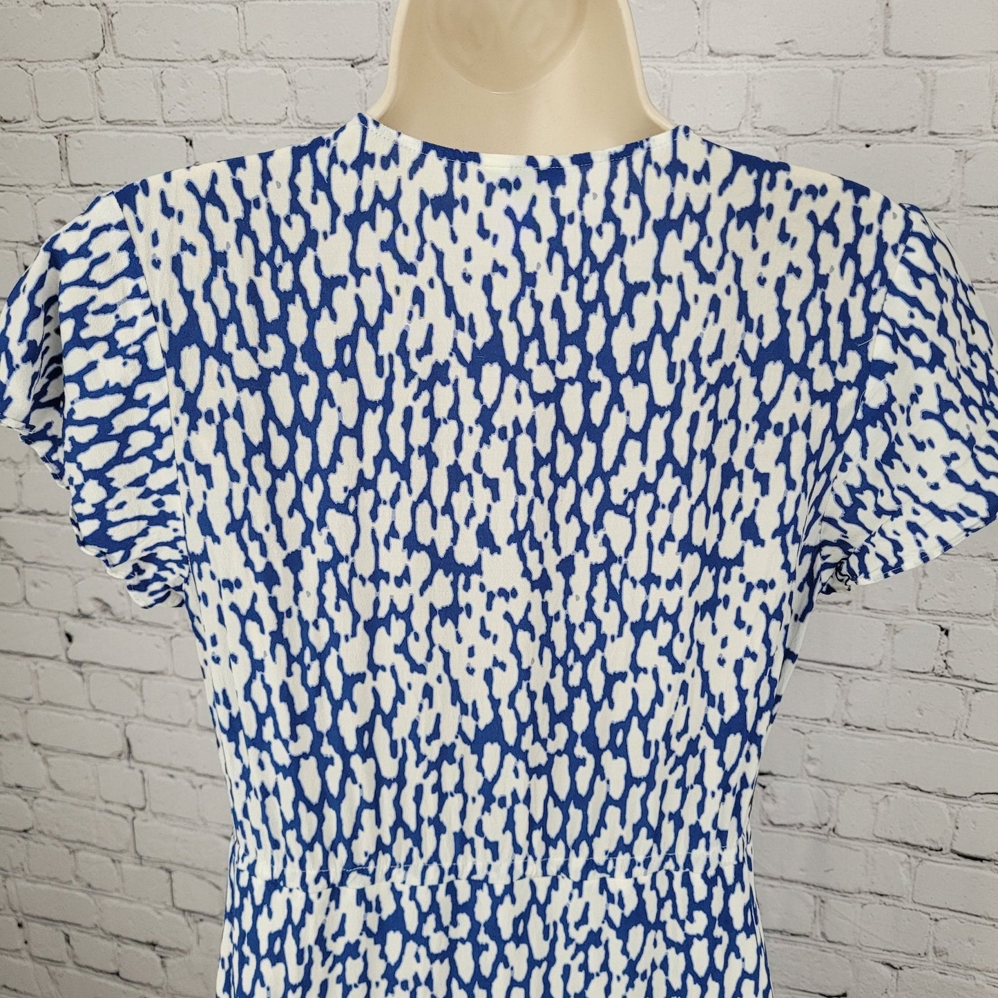 Rails Kiki Blue Cobalt Static Leopard Waist Tie Short Sleeve Short Dress Small S