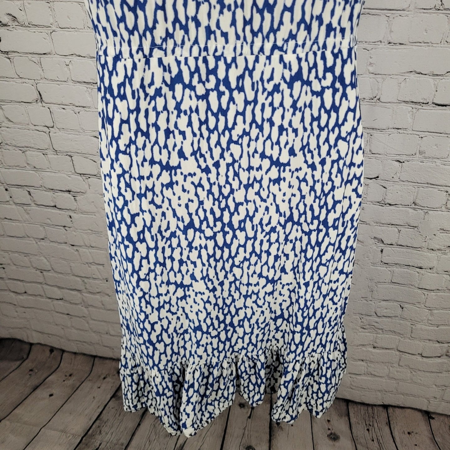 Rails Kiki Blue Cobalt Static Leopard Waist Tie Short Sleeve Short Dress Small S
