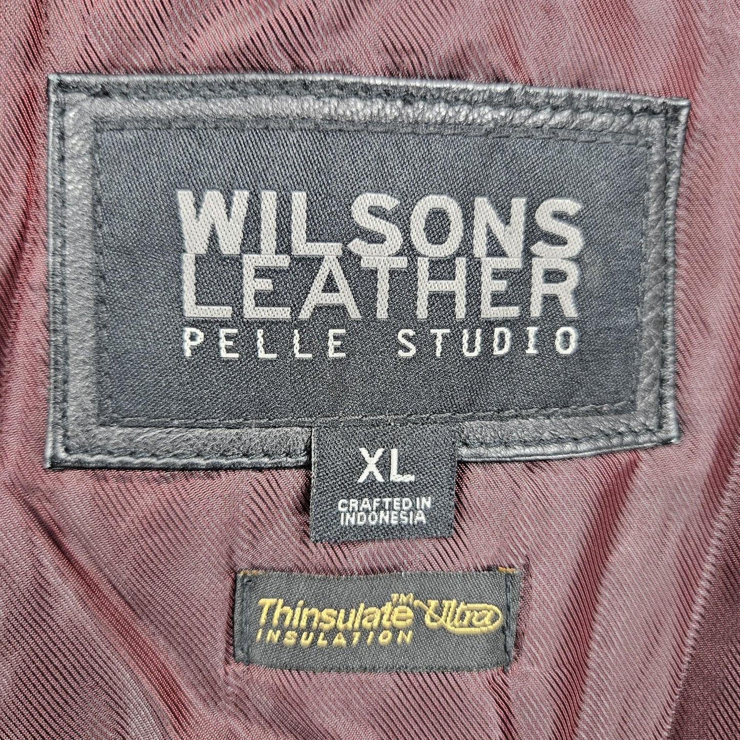 Wilsons Leather Pelle Studio Black Thinsulate Removable Liner Jacket XL *zipper