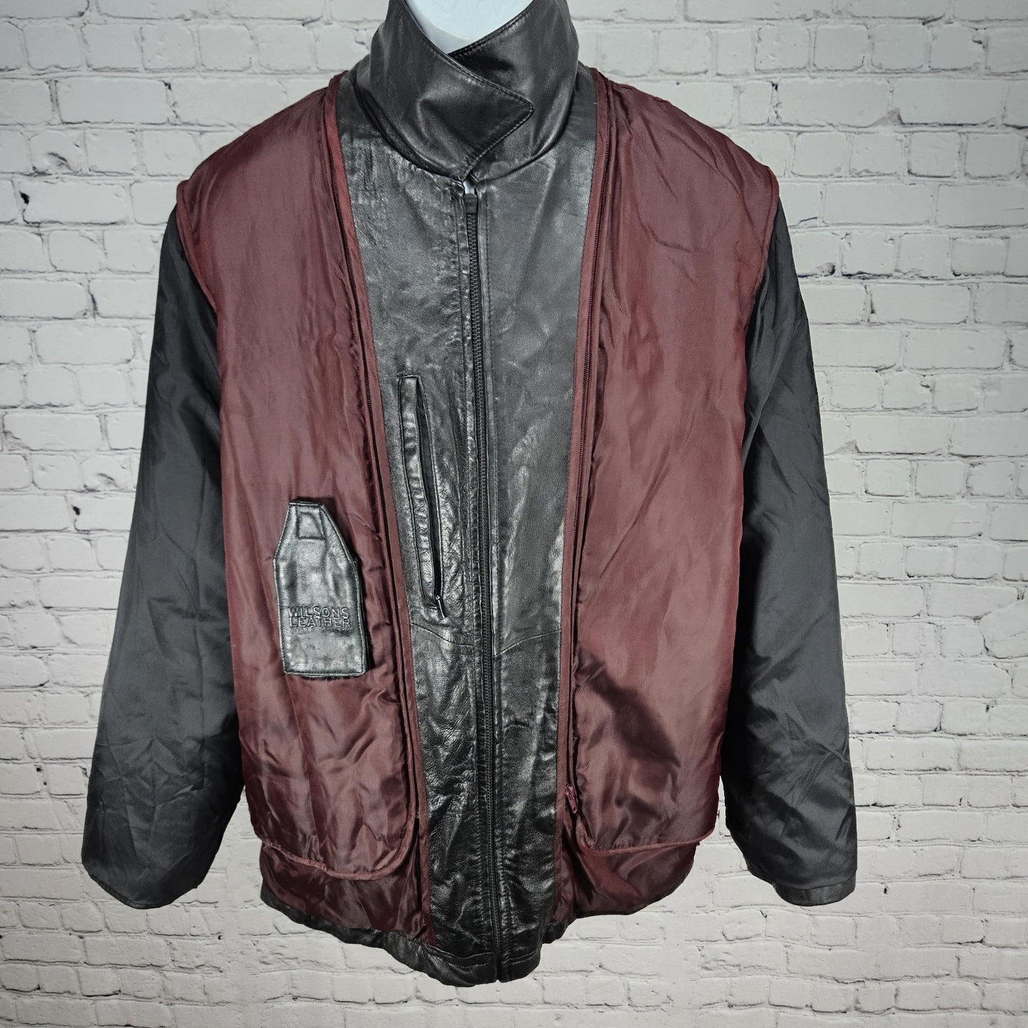 Wilsons Leather Pelle Studio Black Thinsulate Removable Liner Jacket XL *zipper