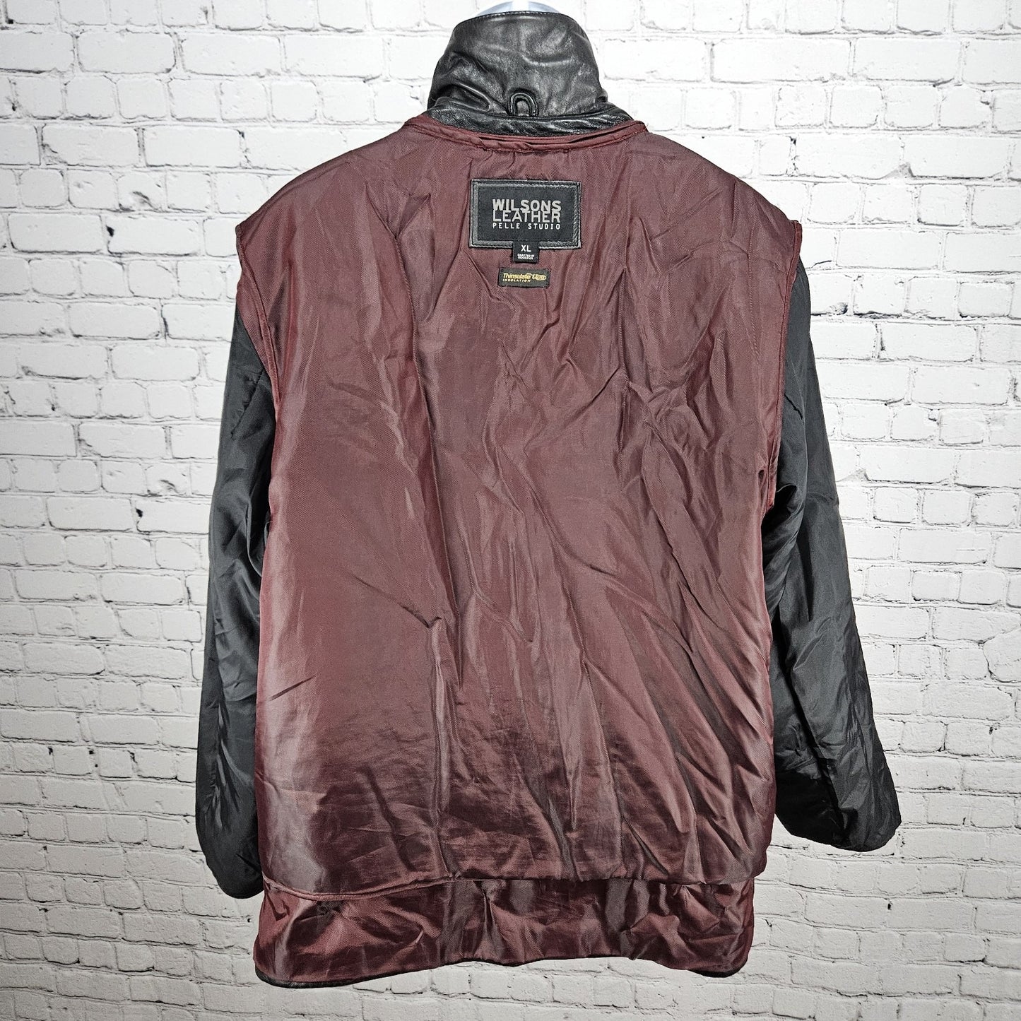 Wilsons Leather Pelle Studio Black Thinsulate Removable Liner Jacket XL *zipper