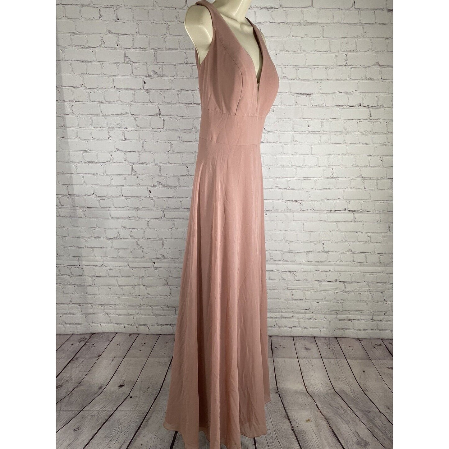 Sorella Vita Long Back Zip Sleeveless Blush Pink V Neck Bridesmaid Dress 20