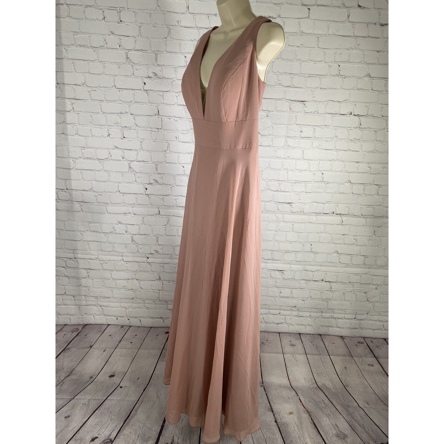 Sorella Vita Long Back Zip Sleeveless Blush Pink V Neck Bridesmaid Dress 20