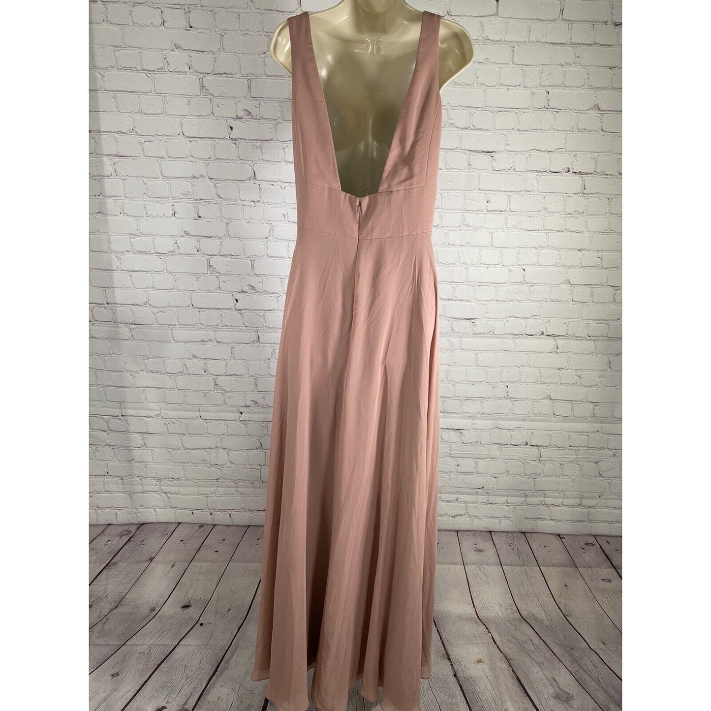 Sorella Vita Long Back Zip Sleeveless Blush Pink V Neck Bridesmaid Dress 20