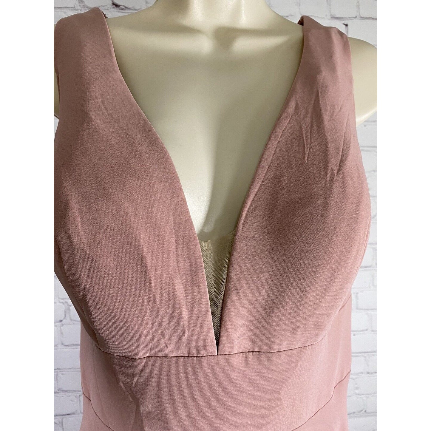 Sorella Vita Long Back Zip Sleeveless Blush Pink V Neck Bridesmaid Dress 20