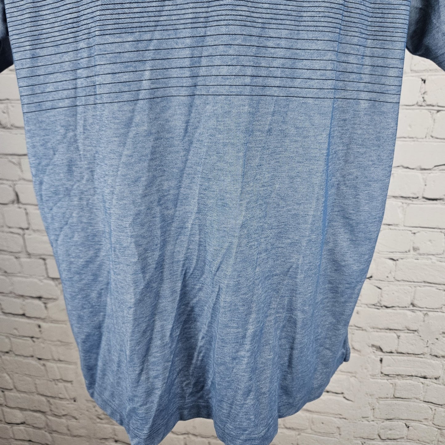 Travis Mathew Blue Pima Cotton Striped Short Sleeve Golf Polo Shirt Large L