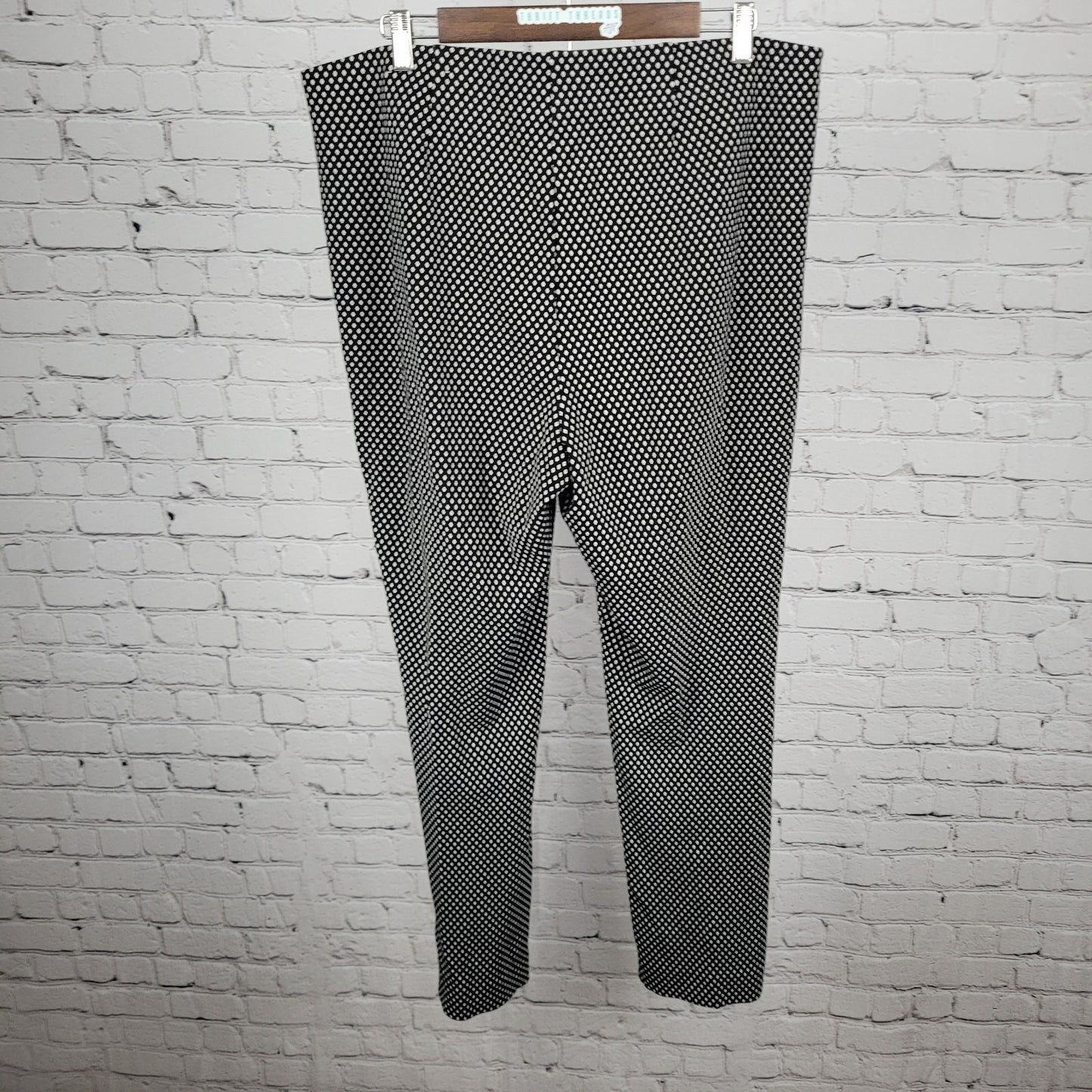 Chico's Black Diamond Print Elastic Waist Stretch Pants Size 3R US 16 (37x30)