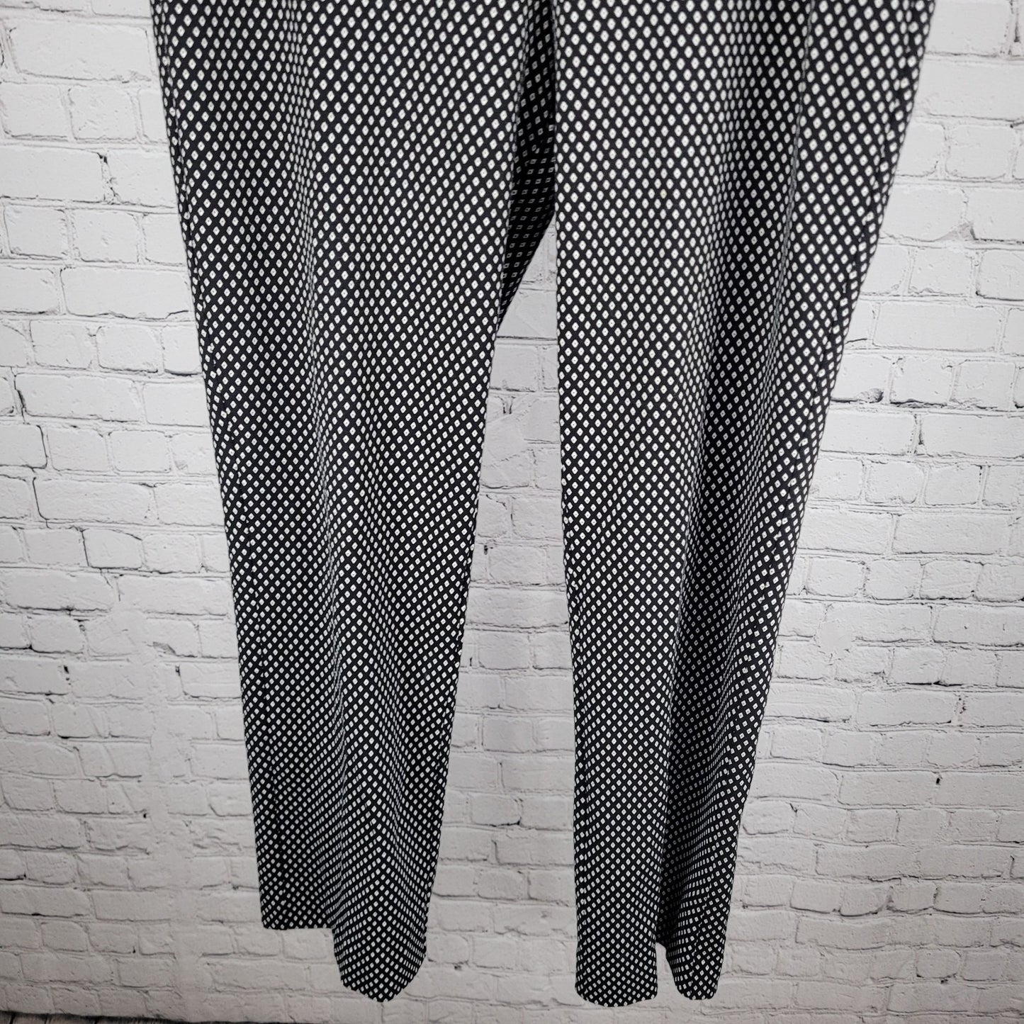 Chico's Black Diamond Print Elastic Waist Stretch Pants Size 3R US 16 (37x30)