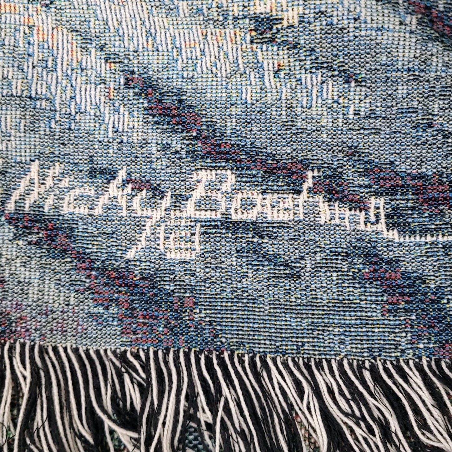 Nicky Boehme Covered Bridge Christmas Winter Woven Tapestry Throw Blanket 58x48"