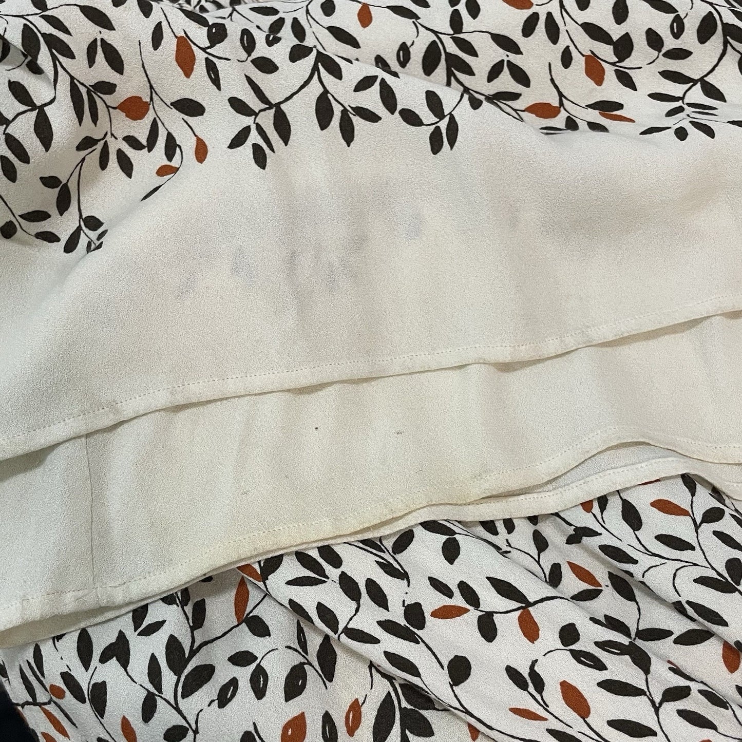 Elevenses Anthropologie Ivory Leaf Printed Pleated Sleeveless Jumper Size XS