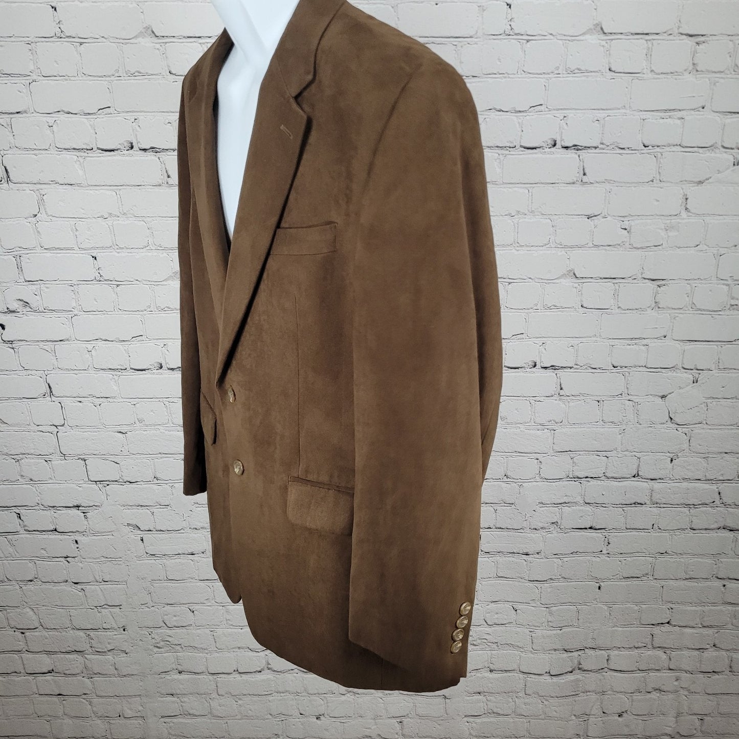Chaps Ralph Lauren Brown Microfiber 2 Button Vented Notch Blazer Jacket Size 42