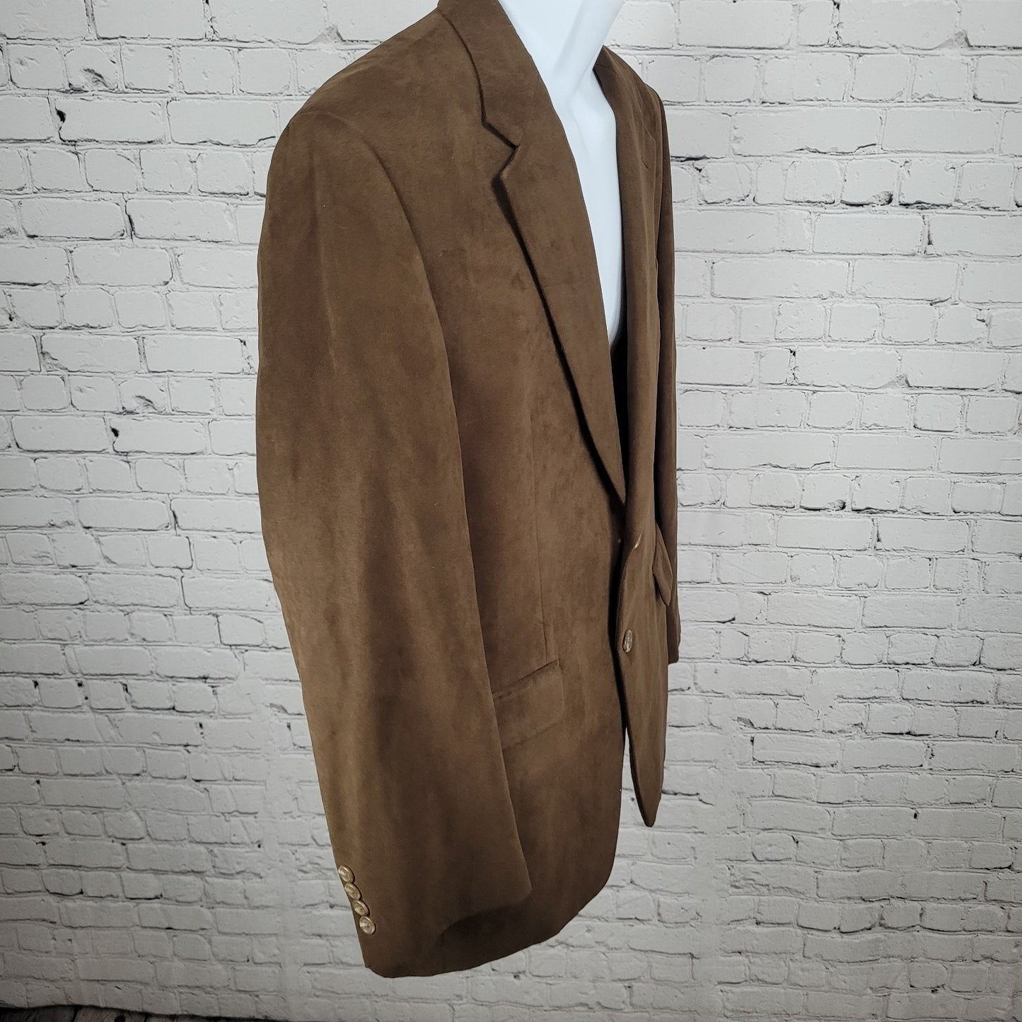 Chaps Ralph Lauren Brown Microfiber 2 Button Vented Notch Blazer Jacket Size 42