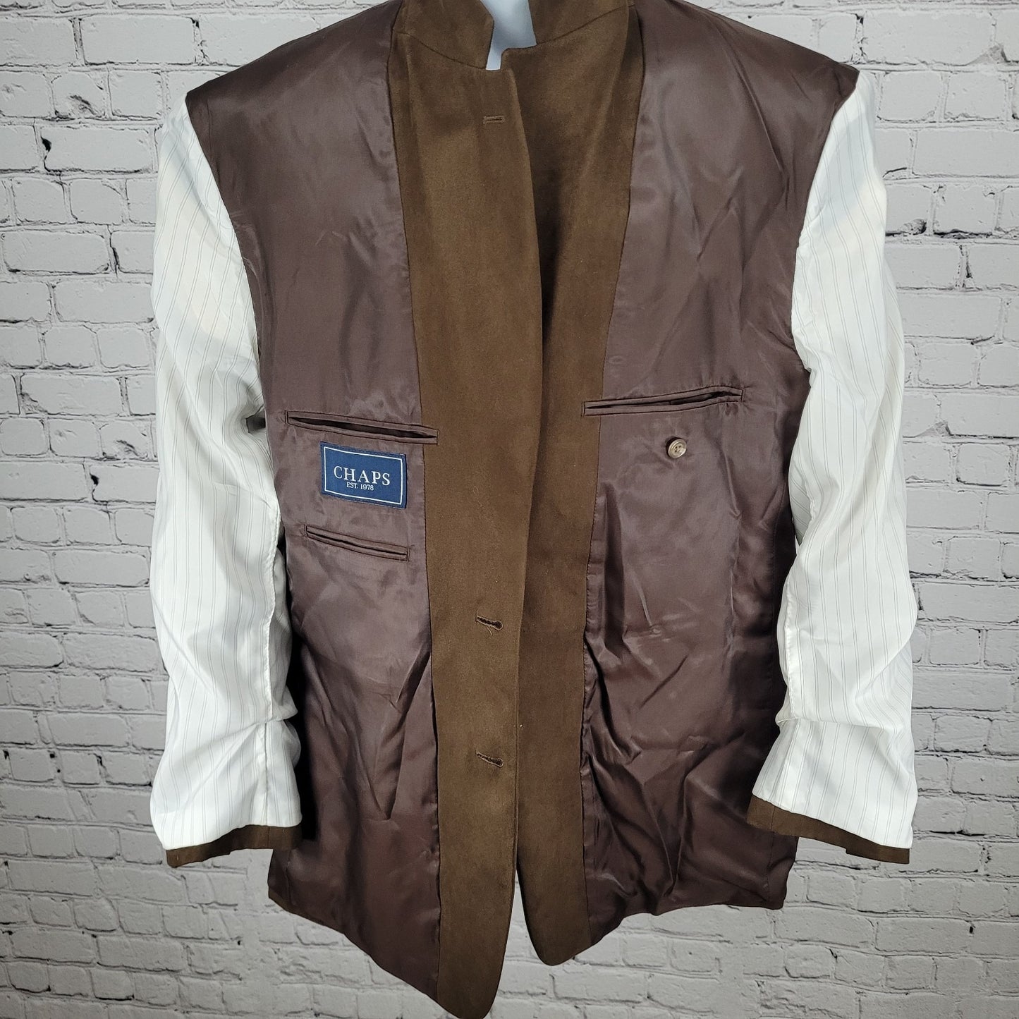 Chaps Ralph Lauren Brown Microfiber 2 Button Vented Notch Blazer Jacket Size 42