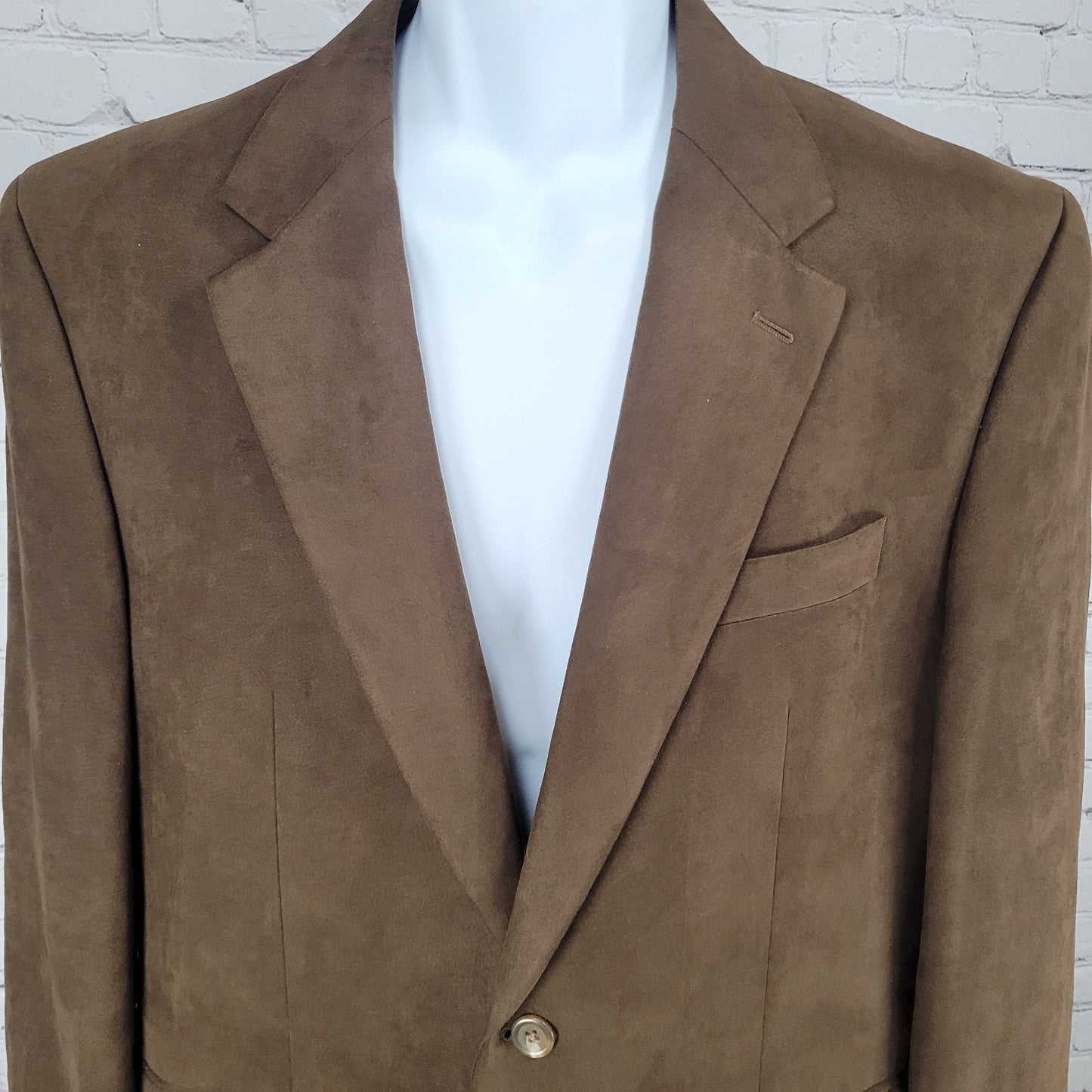 Chaps Ralph Lauren Brown Microfiber 2 Button Vented Notch Blazer Jacket Size 42