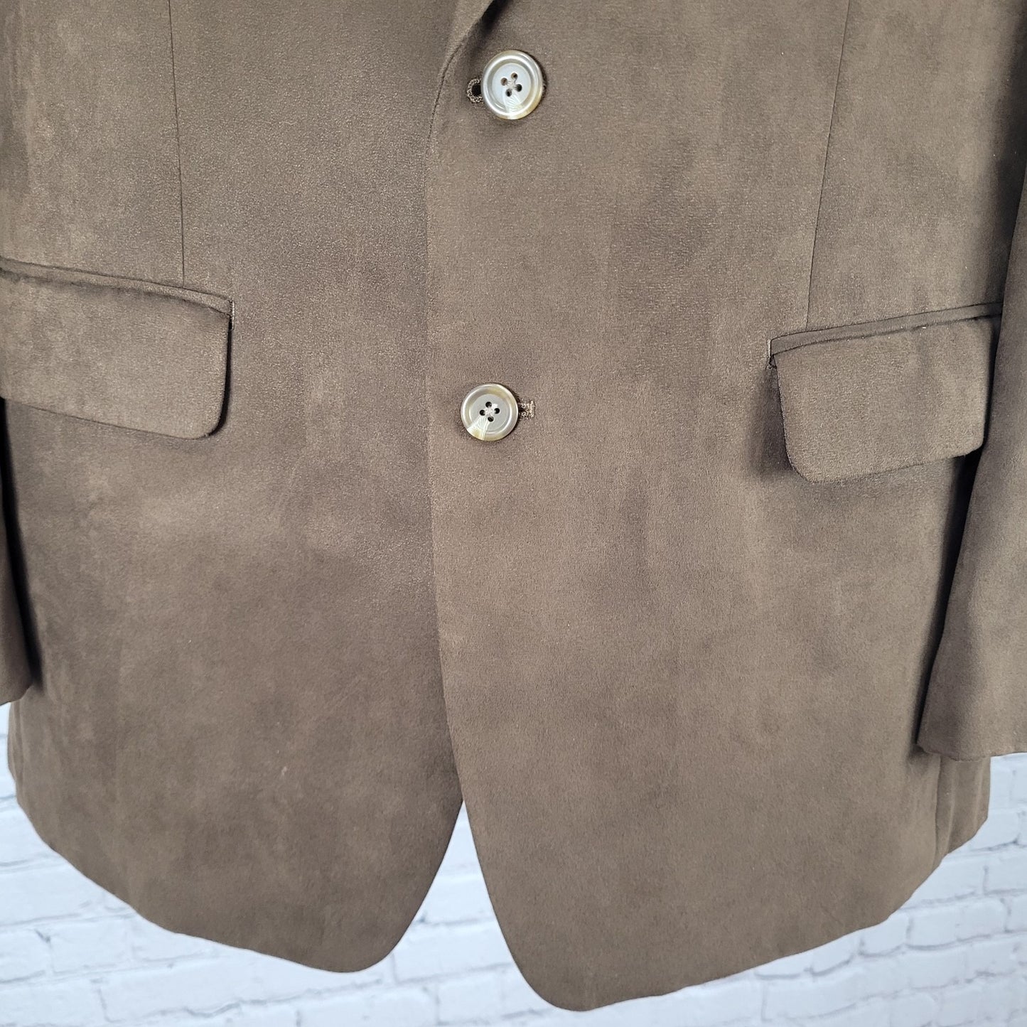 Chaps Ralph Lauren Brown Microfiber 2 Button Vented Notch Blazer Jacket Size 42