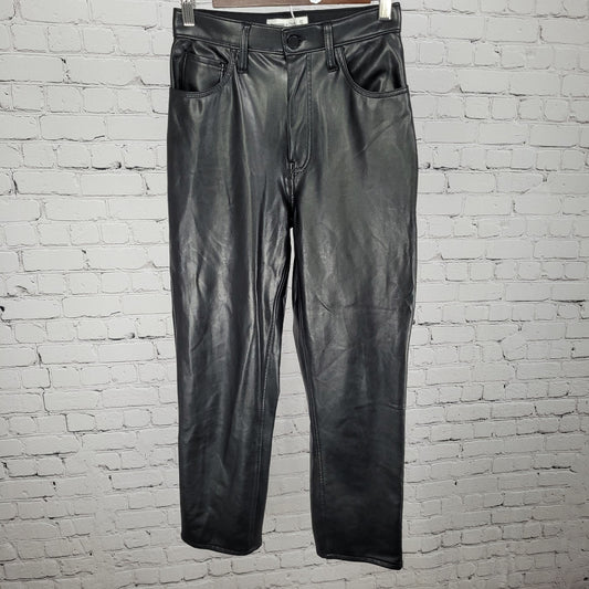 Abercrombie & Fitch Faux Leather Ankle Straight Ultra High Rise Pants 4 (25x26)