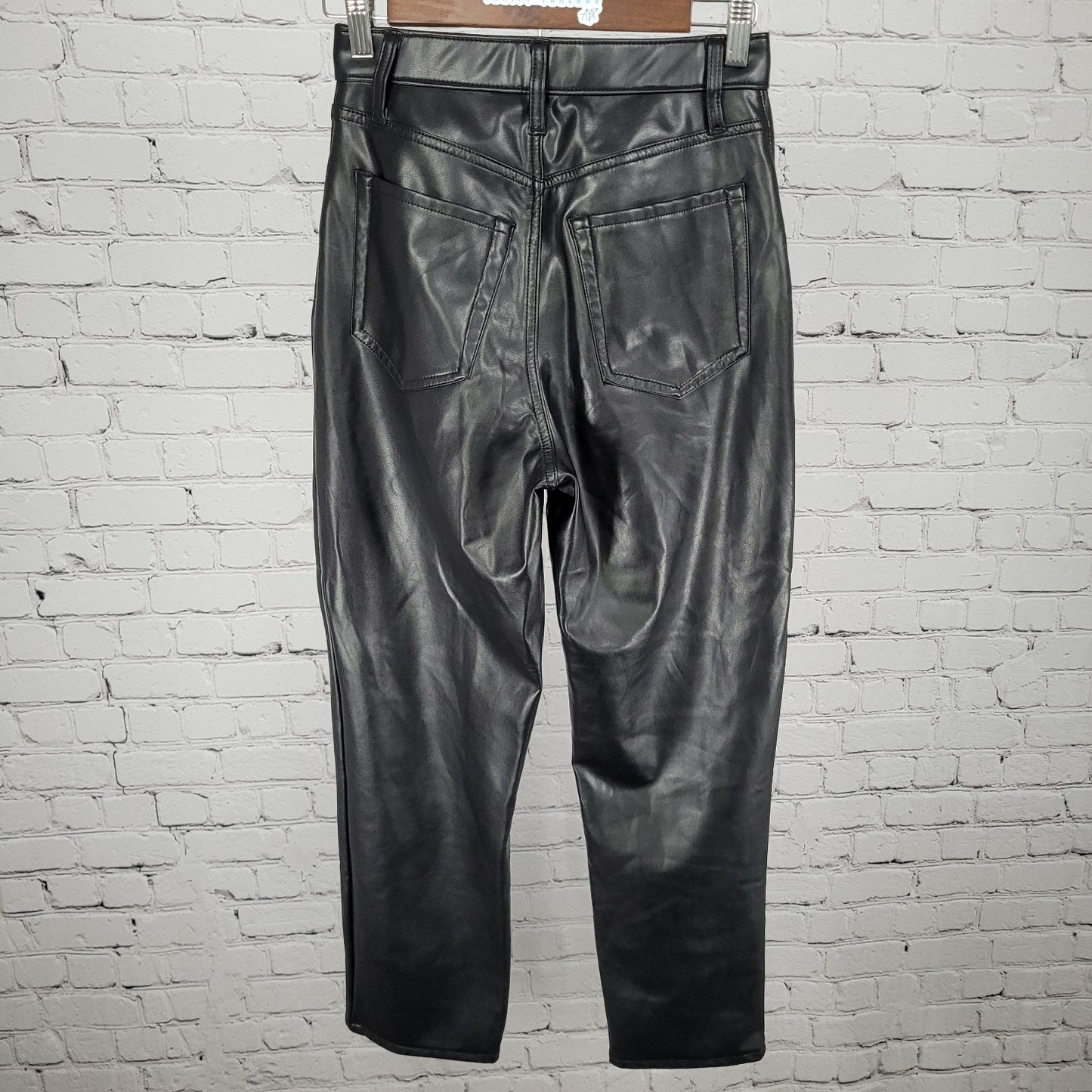 Abercrombie & Fitch Faux Leather Ankle Straight Ultra High Rise Pants 4 (25x26)