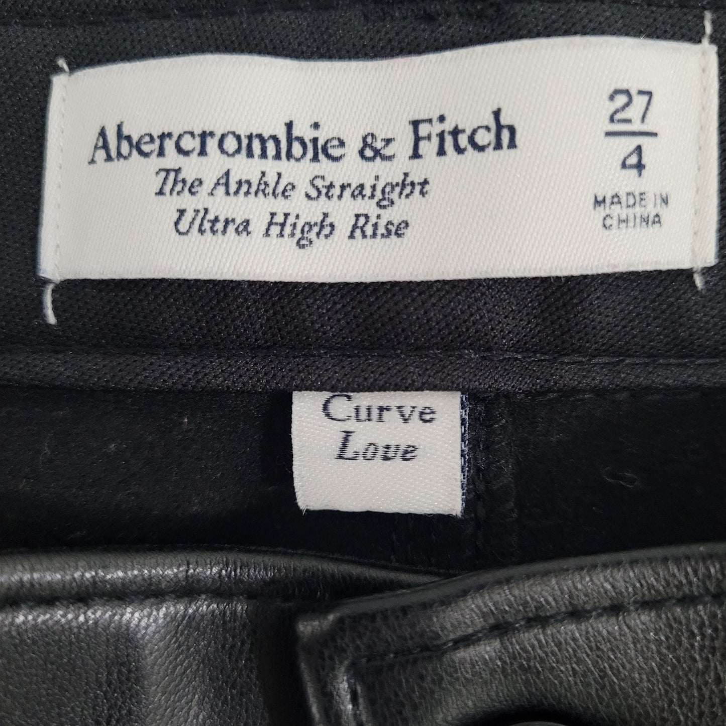 Abercrombie & Fitch Faux Leather Ankle Straight Ultra High Rise Pants 4 (25x26)