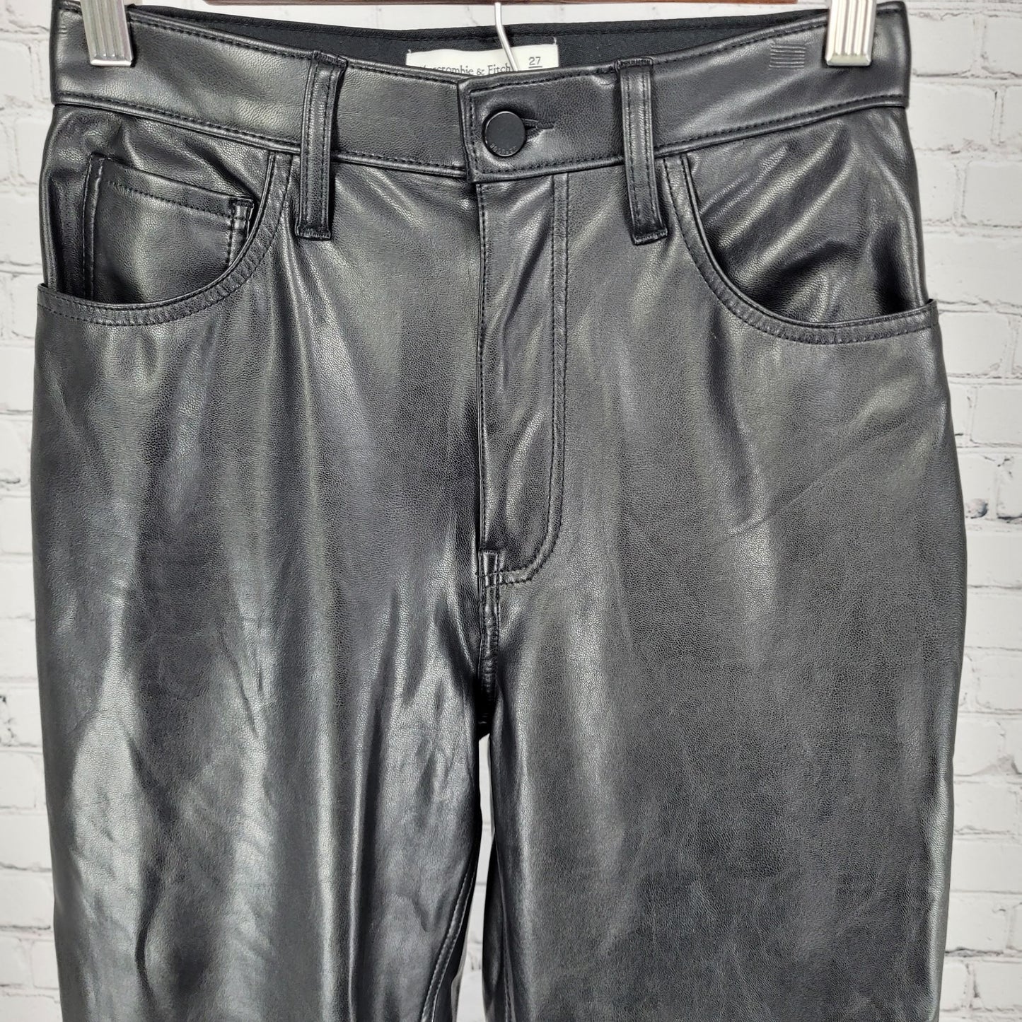 Abercrombie & Fitch Faux Leather Ankle Straight Ultra High Rise Pants 4 (25x26)