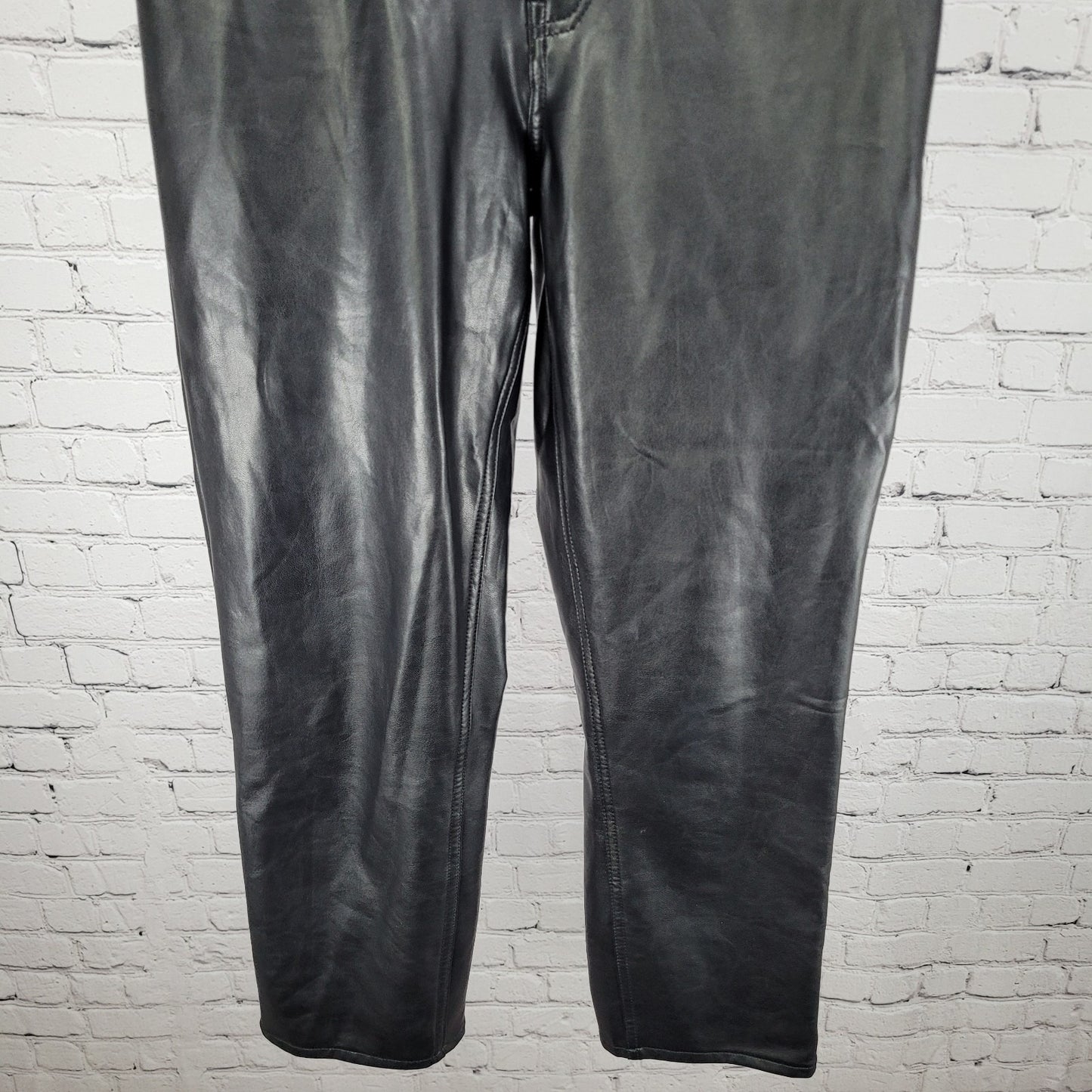 Abercrombie & Fitch Faux Leather Ankle Straight Ultra High Rise Pants 4 (25x26)