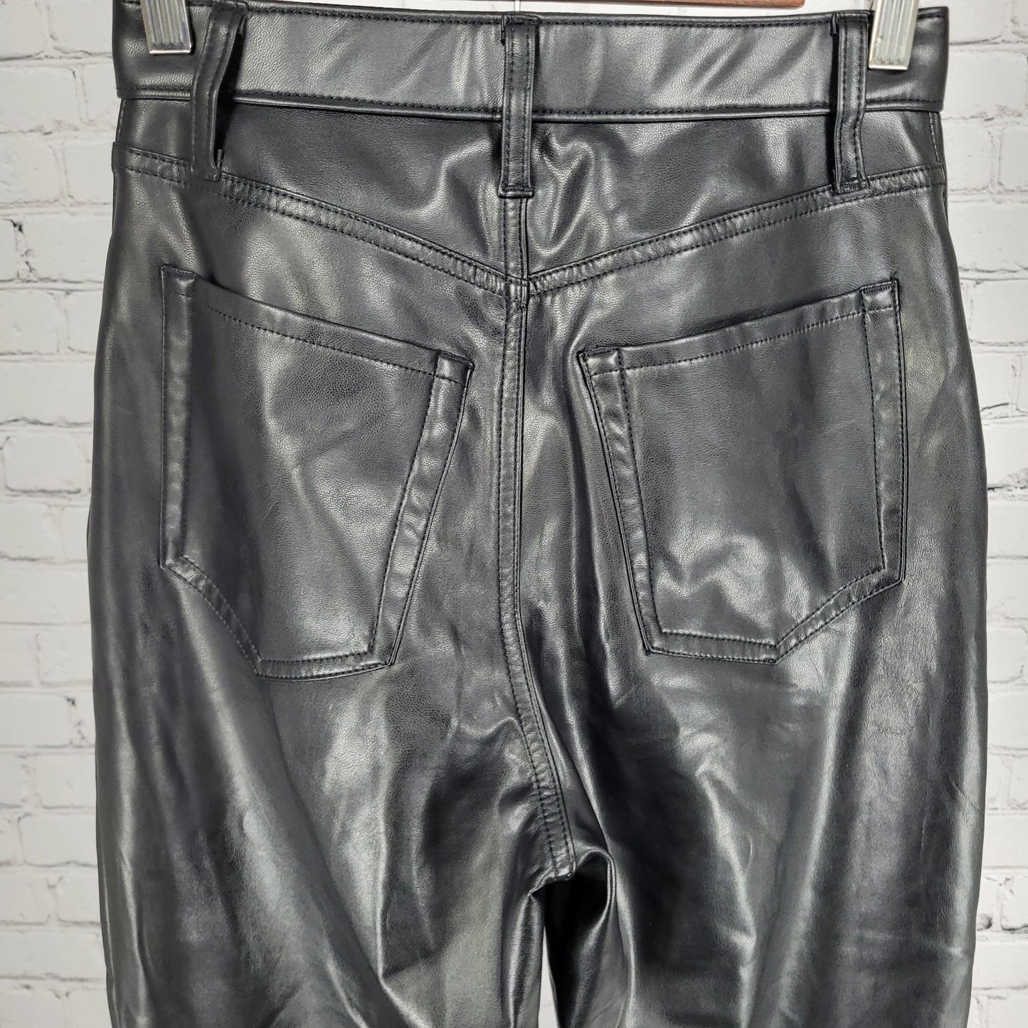 Abercrombie & Fitch Faux Leather Ankle Straight Ultra High Rise Pants 4 (25x26)
