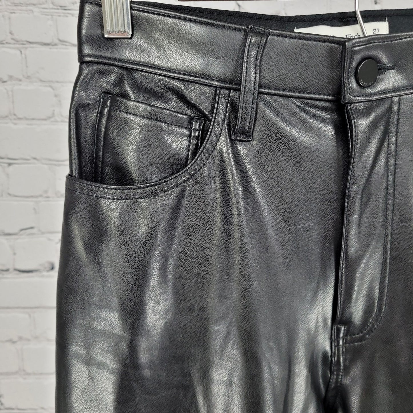 Abercrombie & Fitch Faux Leather Ankle Straight Ultra High Rise Pants 4 (25x26)