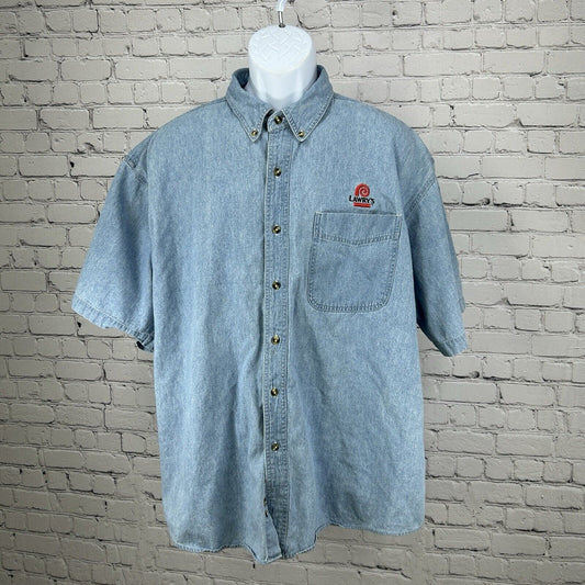 Copa Banana Lawrys 100% Cotton Casual Blue Jean Short Sleeve Button Down Size XL