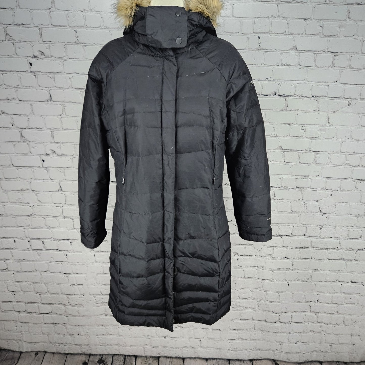 Columbia Black 550 Titanium Omni Tech Down Feather Waterproof Hood Parka Coat S