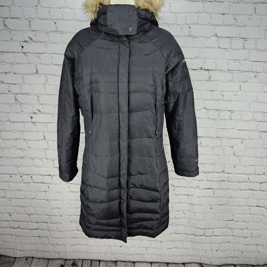 Columbia Black 550 Titanium Omni Tech Down Feather Waterproof Hood Parka Coat S