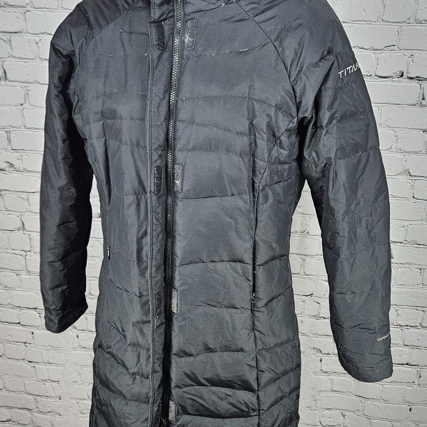 Columbia Black 550 Titanium Omni Tech Down Feather Waterproof Hood Parka Coat S