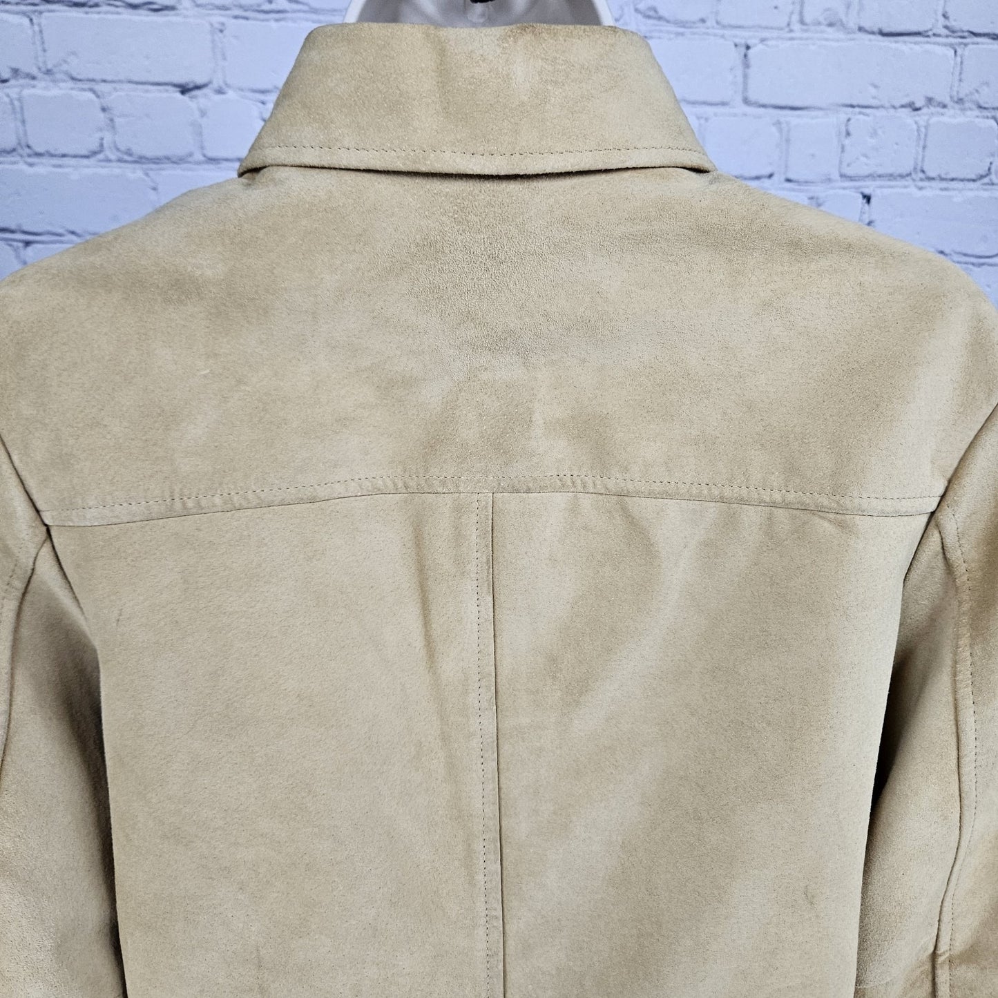 LL Bean Yellow Genuine Leather Suede Buttoned Unlined Shacket Shirt Jacket L