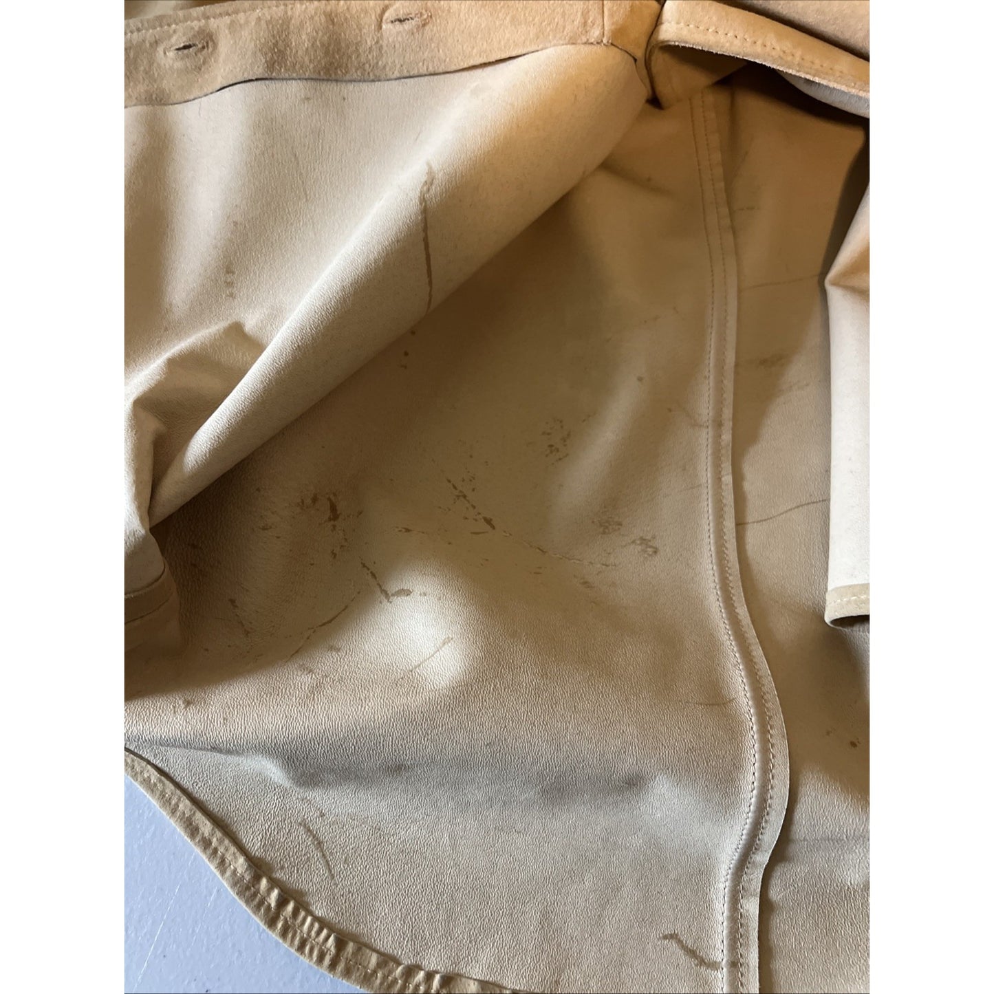 LL Bean Yellow Genuine Leather Suede Buttoned Unlined Shacket Shirt Jacket L