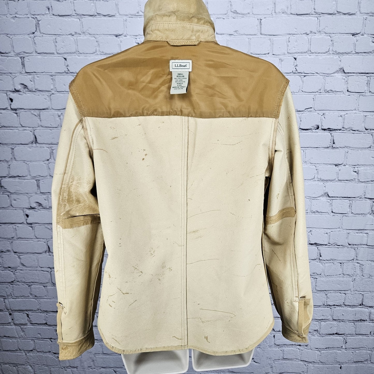 LL Bean Yellow Genuine Leather Suede Buttoned Unlined Shacket Shirt Jacket L