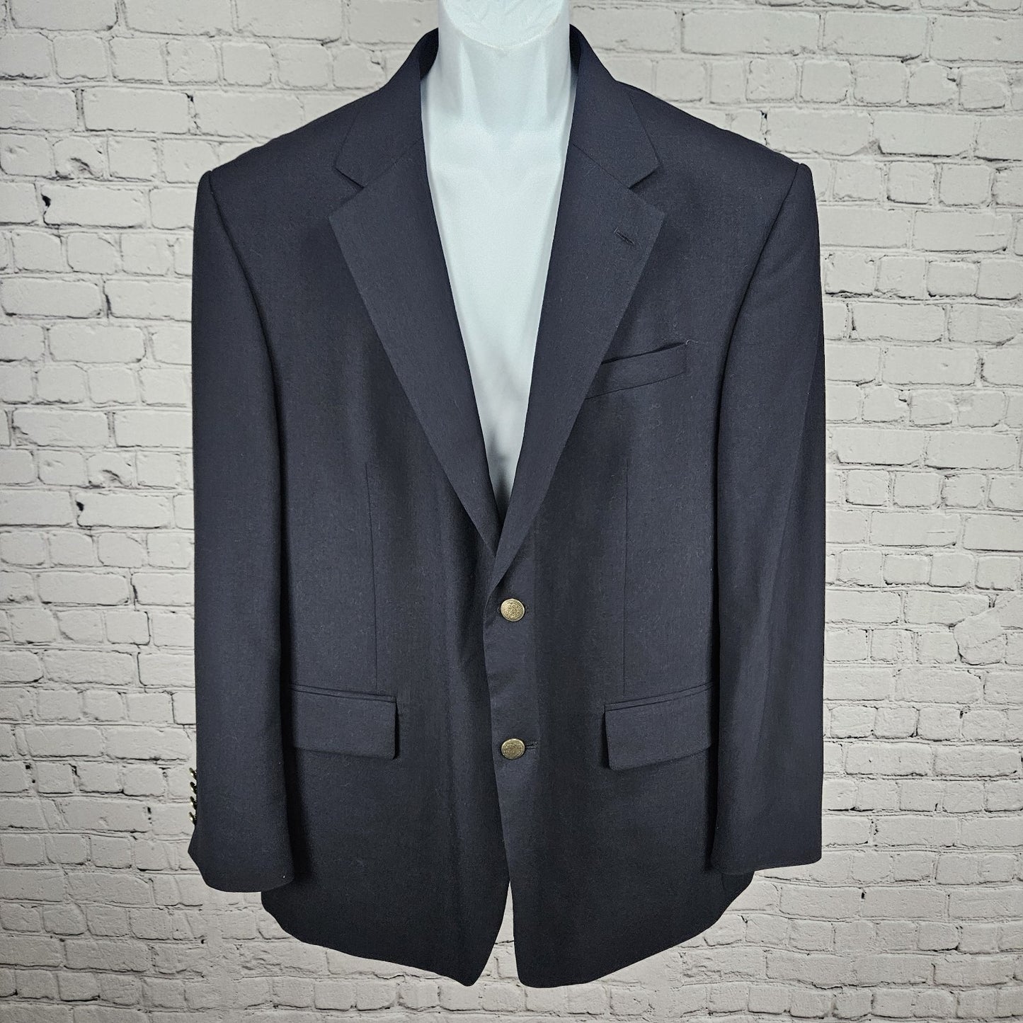 Oscar De La Renta Navy Wool Smart Blazer 2 Button Notch Ventless Sport Coat 46R