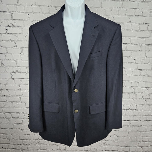 Oscar De La Renta Navy Wool Smart Blazer 2 Button Notch Ventless Sport Coat 46R