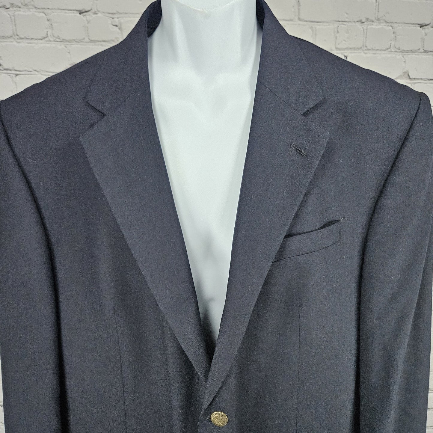 Oscar De La Renta Navy Wool Smart Blazer 2 Button Notch Ventless Sport Coat 46R
