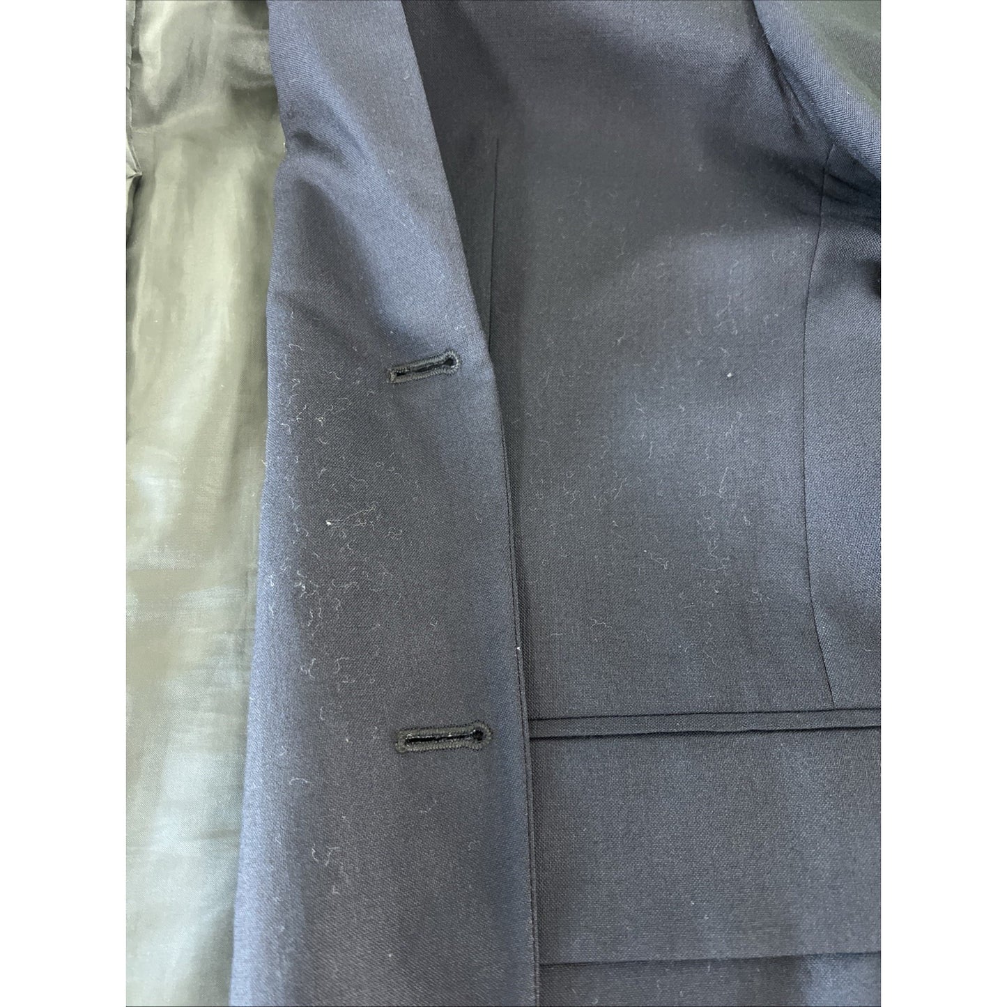Oscar De La Renta Navy Wool Smart Blazer 2 Button Notch Ventless Sport Coat 46R